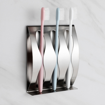 Wireless Design Wall-Mounted Stainless Steel Self-Adhesive Toothbrush Holder