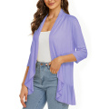 Women's Sleeve Draped Ruffles Front Cardigan