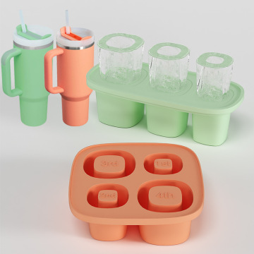 New Sustainable Use Of Square 30 oz-40 oz Water Cup Ice Box Food Grade Silicone Ice Cube Mold 4 Boxes With Lid