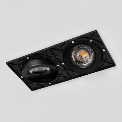 Square Nordic Indoor IP21 LED Downlight - 2X30W Recessed Adjustable Commercial Double Head