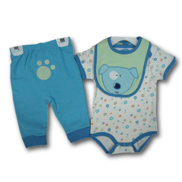 Cotton Babies' Wear Set with Reactive and Directive Dyeing, Customized Specifications Accepted