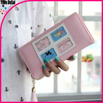 Zipper stamp stamp Institute wind hit color tassel Wallet