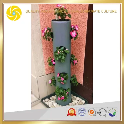 home garden cylinder iron flower planter box steel flower pots for decorations