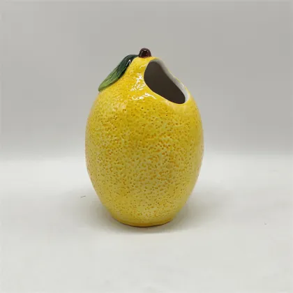 Bright Lemon-Shaped Ceramic Flower Vase