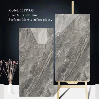 Vogue Design Glossy Glazed Marble Look Porcelain Tiles - 600x1200