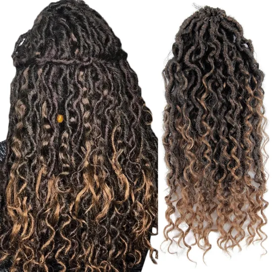 Goddess Locs Crochet Hair 18 Inch River Locs Goddess Faux Locs Crochet Hair Wavy Crochet With Curly Hair In Middle And Ends Boho