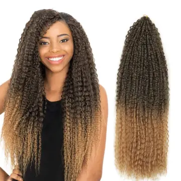 Afro Kinky Curly Crochet Hair Synthetic Brazilian Braids Curly Soft Ombre Brown Braiding Hair Extensions  brazilian hair braids