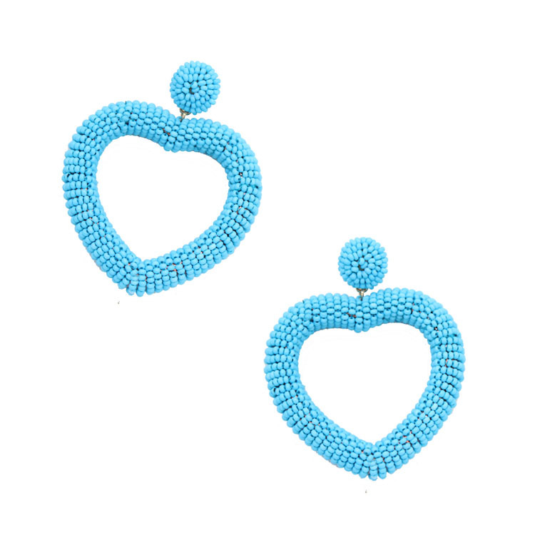 6 couleur déclaration perlé coeur Hoop boucles d&#39;oreilles mode bohème à la main en verre tissé graine lunatique goutte boucle d&#39;oreille Stud bijoux idée