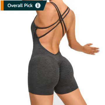 Women's Yoga Fitness Sleeveless Cross Back Bandage Jumpsuit