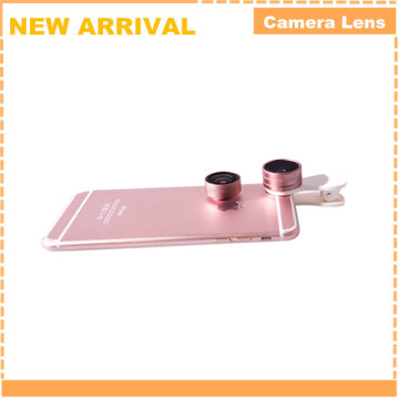 fashionable colorful 3 in 1 photo lens fisheye black,silver,blue,green,rose red,rose gold