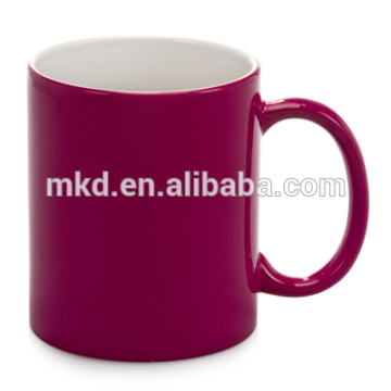 MEIKEDA 11OZ Megenta Glossy finish Hot Water Color changing magic mug for Sublimation photo print