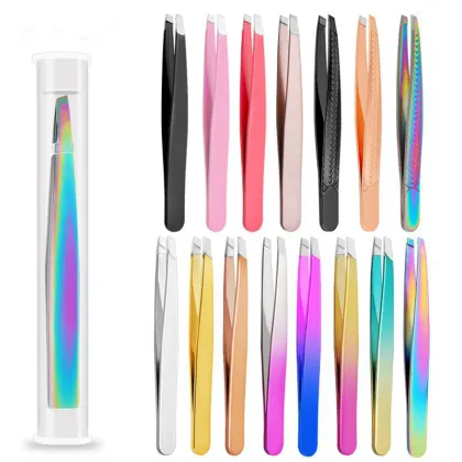 Thick Stainless Steel Oblique Mouth Eyebrow Clip - Beauty Trimming Tool