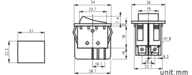 IRS-201-3C-1 rocker switch