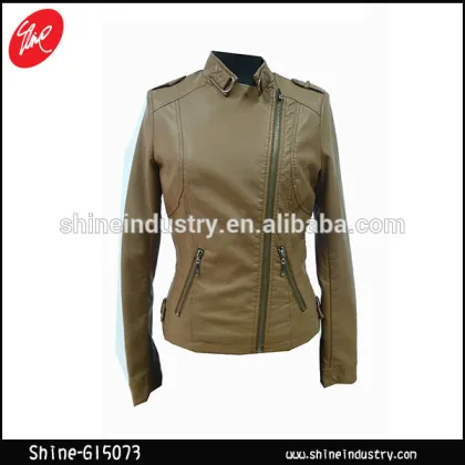 Newest leather zipper women jacket in 2015