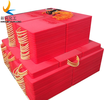 Concrete pump visible UHMWPE crane outrigger pad requirement