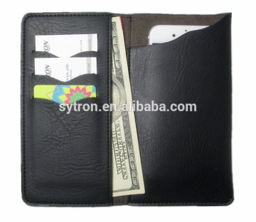 New design concise black pu leather wallets case cell phone case with card holders