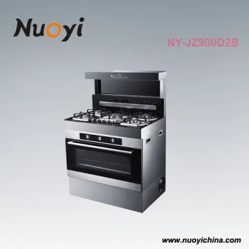 Latest 5 burner stainless steel home kitchen appliance combination cooker gas cooking hob+range hood with oven
