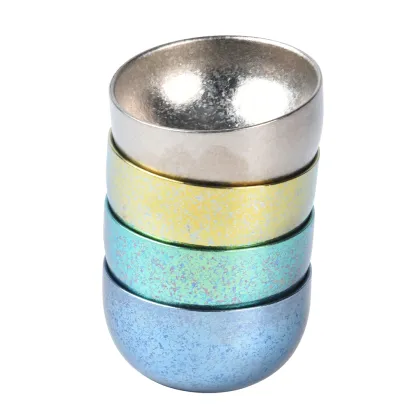 Portable Double-Layer Kung Fu Teacup Set - 6-Piece Titanium Crystallization Tea Set