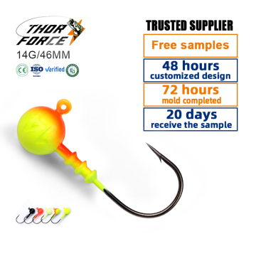 Wholesale Custom THORFORCE 14g 9 Colors Colorful Ball Jig Heads for Bass and Trout Fishing Lures