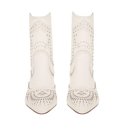 Women's Western Boot Mid-Calf Embroidered Riding Boots