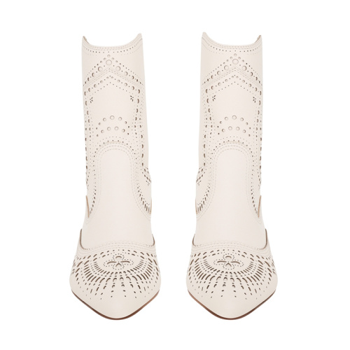 Women's Western Boot Mid-Calf Embroidered Riding Boots