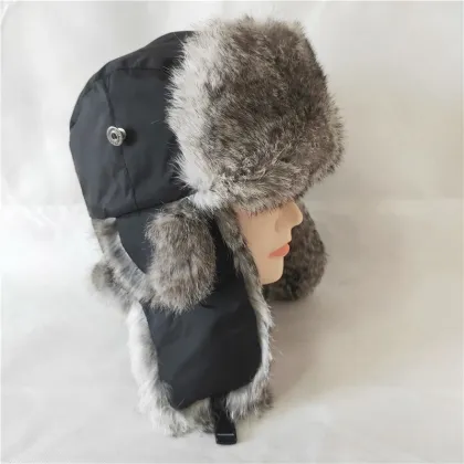 Supplex Pilot Aviator Hat Real Rabbit Fur Trapper Hunting Cap