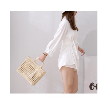 2021 straw handle basket design lady bag