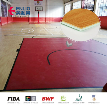Baloncesto PVC aprobado por Fiba de interior con textura de madera