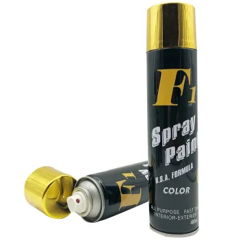 Factory F1 Bright Gold Effect Lacquer Spray Paint for Cars and Graffiti Walls