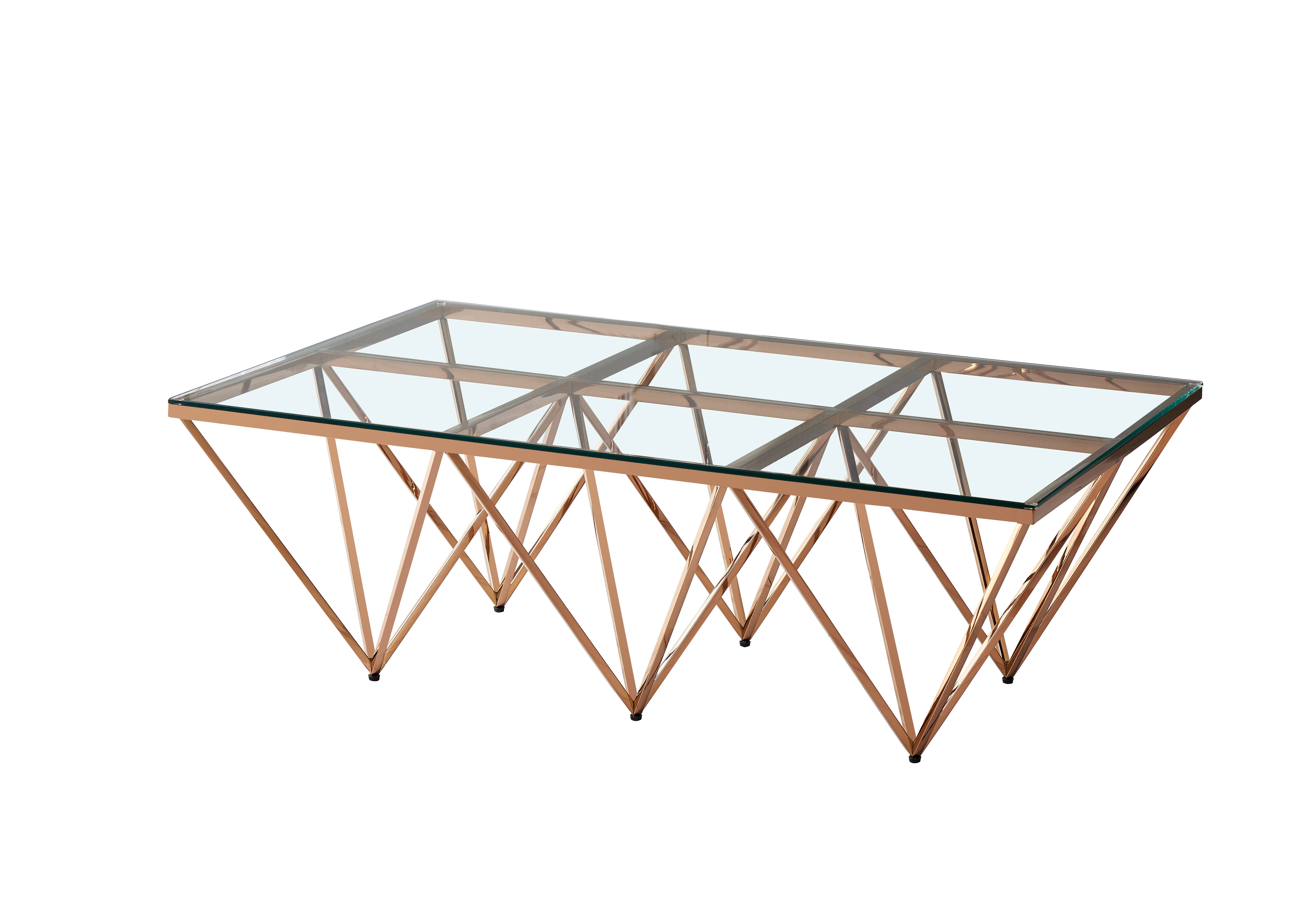TL-AS13 clear glass coffee table ROSE GOLD