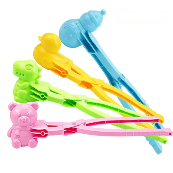 4PCS Dinosaur, Bear, Duck, and Snowman Snowball Clips Toys - Winter Snowball Maker and Sand Mold Tools for Outdoor Sports