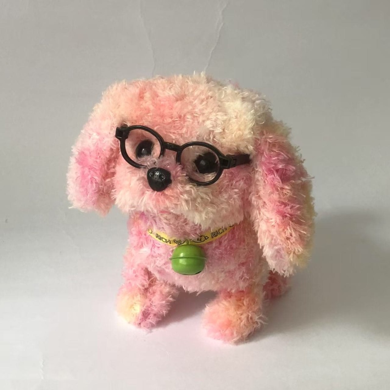 Dynamic Floral Sunglass Bell Teddy Dog Plush Toy