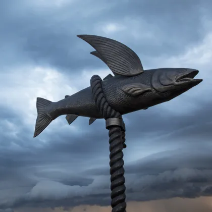 Wholesale seaside metal cast large outdoor bronze fish sculpture for decoration