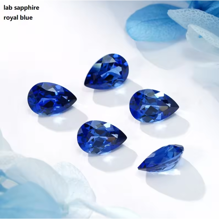 Royal Blue Lab na lumaki na mga sapphires sa maraming pagbawas