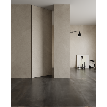 Porta de alumínio interior com dobradiças niveladas e minimalistas sem moldura