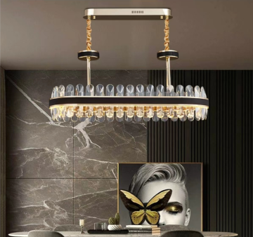 Modern Oval Crystal Chandelier Pendant Lights with Beads