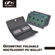 Custom geometric foldable noctilucent PU for women wallet