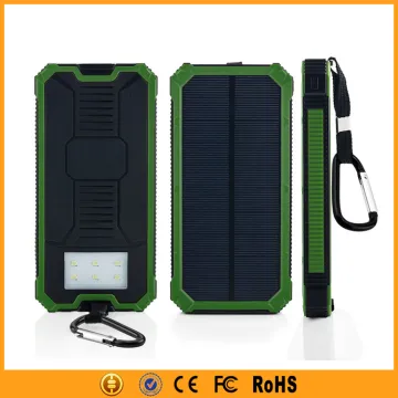 2W Solar Panel 15000mAh Solar Power Bank with Carabiner LED