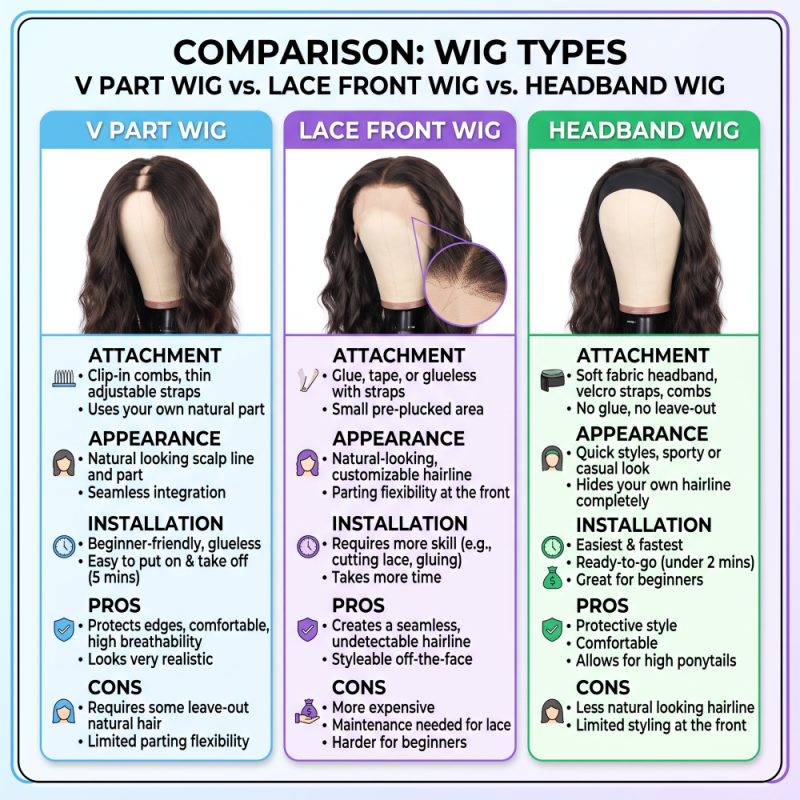 V Part Wig Human Hair Straight