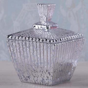 Square Glass Candy Jar Of Mercury Effect/Clear