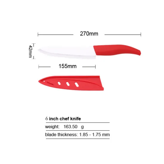 6 Inches TPR Handle  Ceramic Chef Knife
