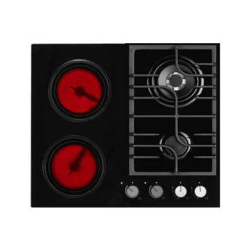 High Efficiency Kitchen Appliance with Knob Control and 5 Cooking Zones - Black Glass Hybrid Cooktop