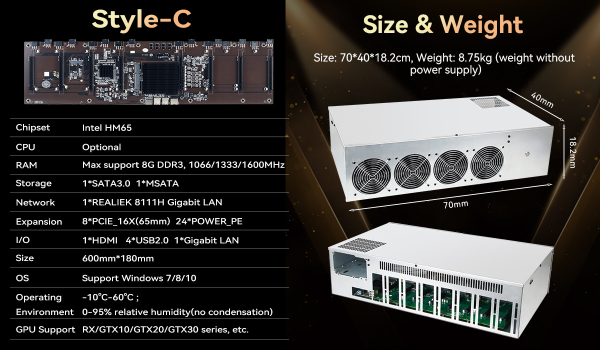 8 GPU Mining Rig Mainframe