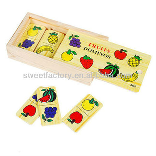 Funny Wooden Domino Toy Set/Colorful Fruit Domino Toy For Kids
