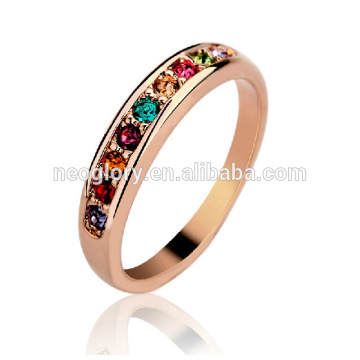 Fashion Romantic Rose Gold Plated Multi Rhinestone Ring For Women Gift 2015 New Design