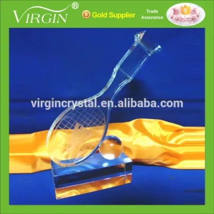 Wholesale cheap clear crystal badminton sport trophy for sports prize medel