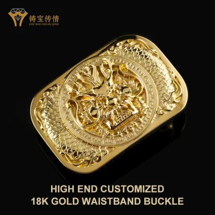 925 Silver Gold Plated Dragon Head 3D Belt Buckle