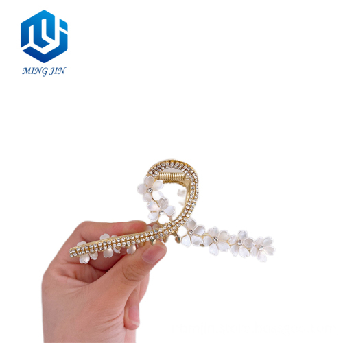 Wholesale Korean Colorful Flower Rhinestone Cute Alloy Hair Claw for Women