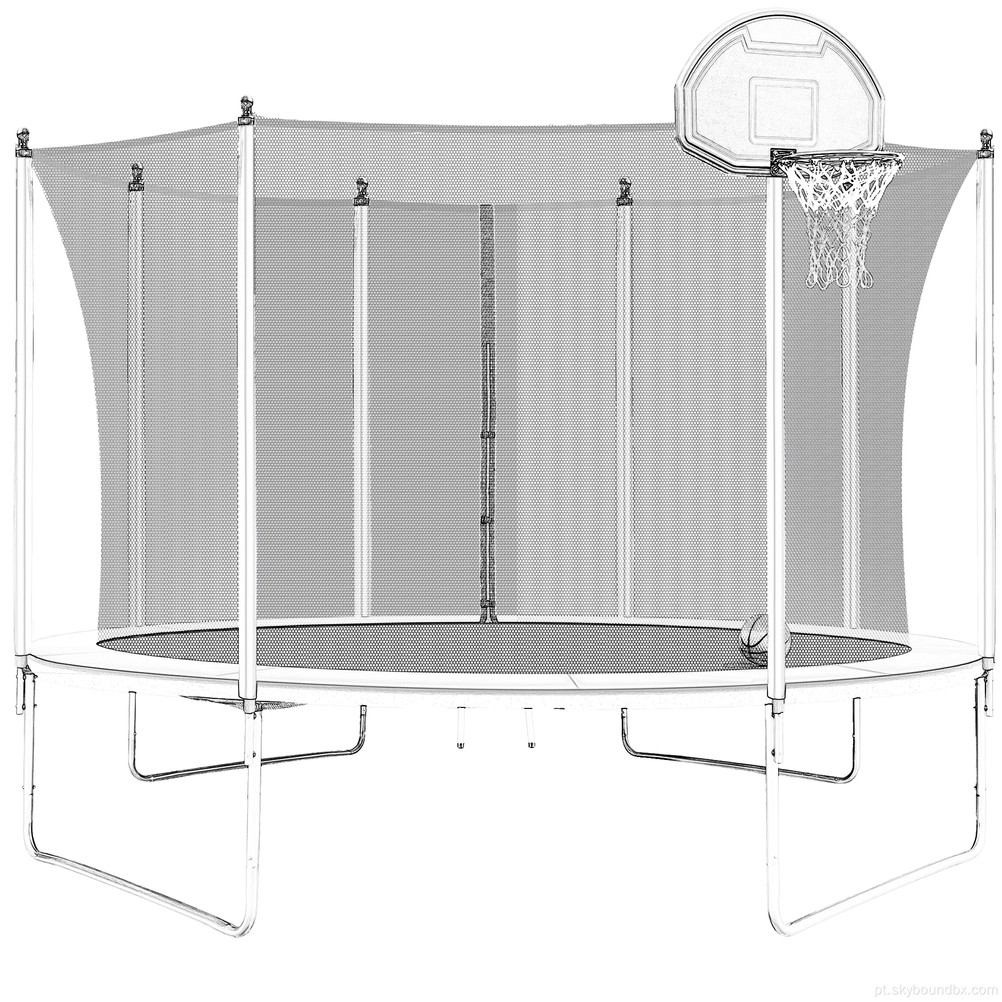 Trampolim redondo de 10 pés ao ar livre com rede de proteção