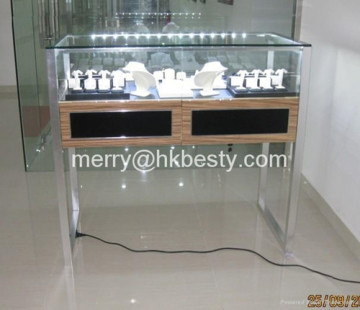 Fashion glass jewelry display counter and counter with LED lights